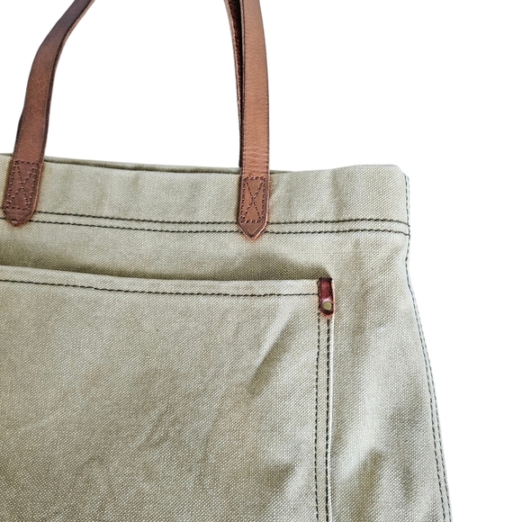 Madewell Canvas Green Transport Tote Bag - Picture 7 of 9